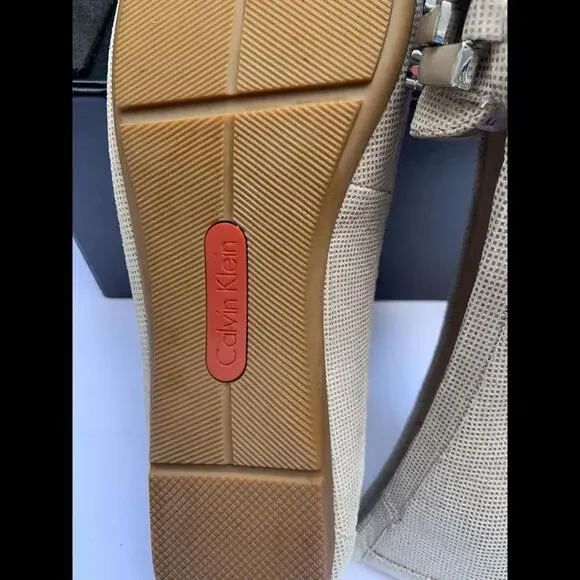 Calvin Klein Women's Size 9 Shoes Ricki Mini Square Chain Toe Slip On Flats Tan - Picture 9 of 14